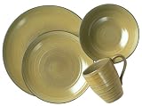 PTS America 222 Fifth Studio Khaki 16-Piece Dinnerware Set, Service for 4