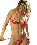 04-thong-bikini-13 Red Flower Print Tonga Tie Thong Bikini Top: S  Bottom: S
