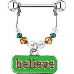 Handcrafted Austrian Crystal Believe Nipple Ring MADE WITH SWAROVSKI ELEMENTS