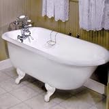 55" Cast Iron Roll Top Clawfoot Tub (Antique Brass Feet / No Tap Holes)