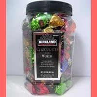 KIRKLAND Signature PREMIUM CHOCOLATES of the WORLD ASSORTMENT JAR NET WT 2 Lb (907 g) (From Italy Germany, Spain, Switzerland, Canada and Belgium)