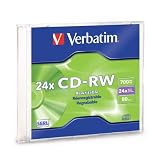 Verbatim 95154 700 MB 16x-24x Ultra Speed Branded ReWritable Disc CD-RW, 1 Disc Slim Case