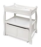 White Sleigh Style Changing Table with Lower Storage Bin