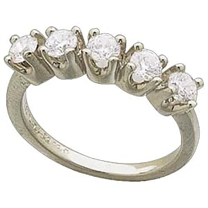 Platinum Stylish Five Stone Diamond Anniversary Band