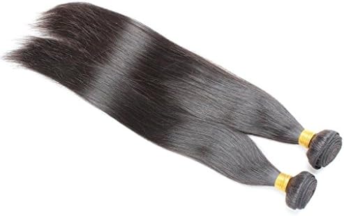 iLuLu Brazilian Virgin Straight Hair Welf, 2 Bundles Natural Color Human Hair Extension Size 20 Inch