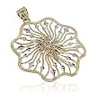 Genuine 10 KT Two Tone Gold Filigree Floral Pendant 10K Charm