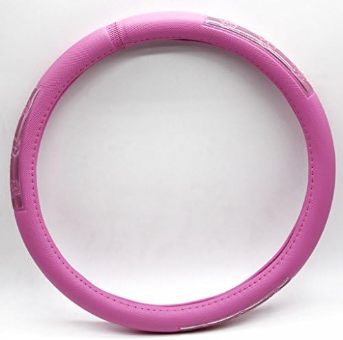 XPHJ 15" Cute Girl Universal Pink Steering Wheel Cover Car Accessories PU Leather