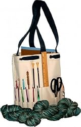 Natural Crochet Knitting Nantucket Bagg Navy Straps 422 Reversible Zip Bag