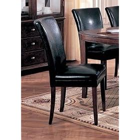 New 6 Parson Chairs Leatherette with Cherry Wood Legs , Black by Decors Best