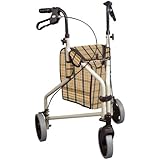 Drive Medical Winnie Lite Supreme Aluminum Three Wheel Rollator, Tan Plaid
