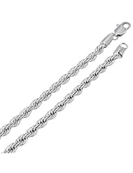 4MM Thick 14k Heavy White Gold Plated Rope Chain Necklace - Lifetime Warranty