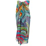Multicolored Rainbow Swirls Long Pareo Sarong Wrap