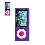 Fashionable Perfect Fit Rubberized Protector Skin Cover Cell Phone Case (Hard) with Screen Protector for Apple iPod nano 5th generation 8GB 16GB - PURPLE