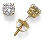 18k Yellow Gold Certified Round Diamond 4-Prong Stud Earrings (1ct tw, I, SI2)