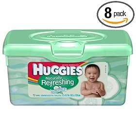 Huggies Naturally Refreshing Cucumber & Green Tea Baby Wipes, 72-Count Tub (Pack of 8)