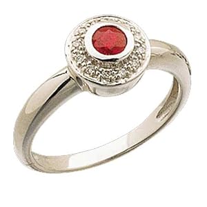 14Kt White Gold Doughnut Created Ruby and Diamond Fashion Ring