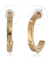 Gold-Tone Pyramid Studded Half Hoop Earrings