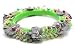 Unusual Small Fun Beaded Green Flower Bangle Bracelet