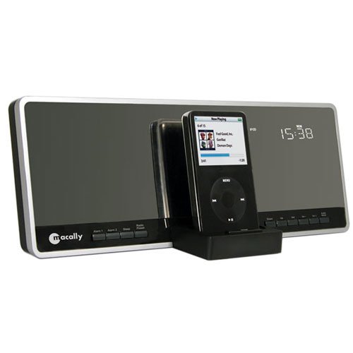 Macally Flat-Panel Stereo System with AM/FM, Alarm Clock, and iPod Dock (Black)