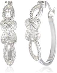 Sterling Silver Simulated-Diamond Crossover Hoop Earrings