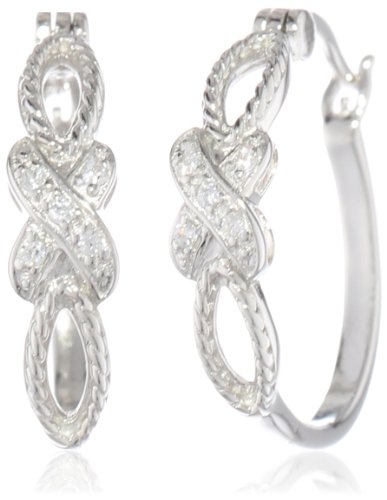 Sterling Silver Simulated-Diamond Crossover Hoop Earrings
