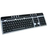 Multimedia Keyboard with hot Keys Black Silver Large Enter Key PS/2