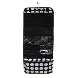 Black with Grey Polka Dots Travel Hanging Cosmetic Case Bag