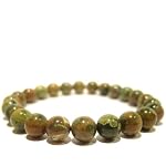 Rhyolite Bracelet 01 Stretch 8mm Round Green Yellow Brown Crystal Healing