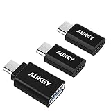【3点セット】AUKEY USB C to USB 3.0アダプタ (1個) + USB C to Micro USB 変換アダプタ (2個) Quick Charge対応 MacBook、LG G5、HTC 10、Nexus 6P、Nexus 5X、Galaxy Note 7に対応 （ブラック）CB-MA1