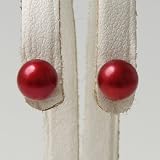 「真珠の卸屋さん 淡水パール パールピアス レッド系 7.0-7.5mm A~BB~C K14WG」