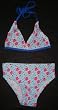 Girls 2 PC Swimsuit Tie Neck - Aqua /Roses