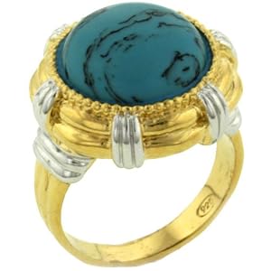 Size 8 Round Cabocho Turquoise Fashion Jewelry Sterling Silver Ring