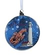 Pack of 6 State of Maine Glass Disk Christmas Ornaments 4.5"