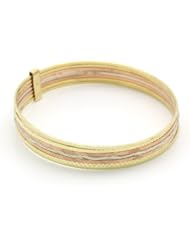 14K Tri-Color Gold 9mm Semanarios Set Of Seven 2 Diameter Bangle Bracelets