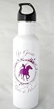 24 oz Go Green Ride A Horse Stainless Steel Sports Water Bottle-White with Purple Design Best Prices Purple Stainless Steel Water Bottle