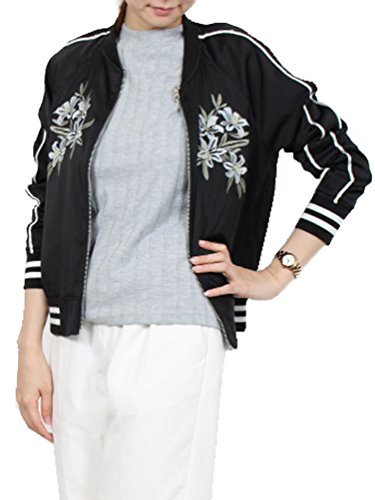 サテン刺繍入りスカジャン