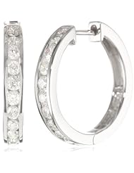 14k Gold Channel-Set Diamond Hoop Earrings (1 cttw, H-I Color, I1-I2 Clarity)