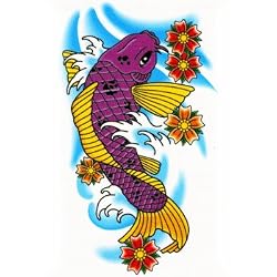 Purple Koi Fish Temporary Tattoo 2.5x3.5