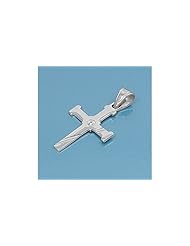 Sterling Silver Artisitc High Polished Cross Pendant Solid 925 Italy Charm 24mm with 0.8mm Snake Chain