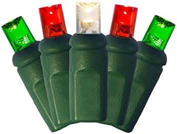 Traditional (Red/Warm White/Green) LED 5MM Mini Christmas Lights, Professional Grade, Set of 50 Bulbs.