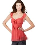 XOXO - XOXO Crinkled Chiffon Flutter-Sleeve Top