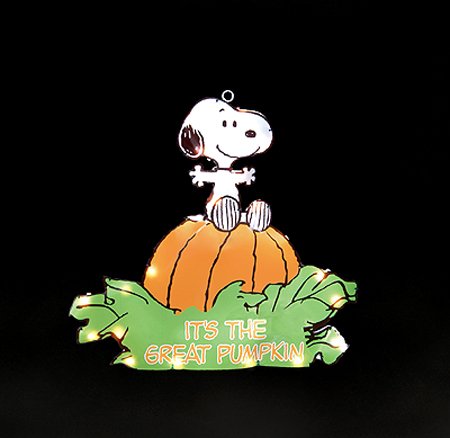 Peanuts Snoopy on Great Pumpkin Lighted Halloween Window Decoration #77091
