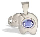 14K White Gold Genuine Oval Tanzanite Elephant Pendant
