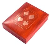 Wooden Double Deck Playing Cards Box with Silver Inlay