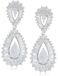 Sterling Silver Simulated Diamond Teardrop Earrings