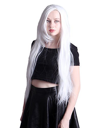 HDE Women's Bright White Wig with Bangs 32