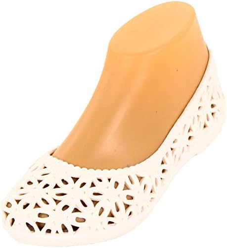 Sandal King Women's Jelly Crochet Off White Ballet Flats 7 B(M) US