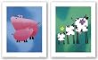 Freda, Freddy and Fran and Oink! Oink! Set by Rachel Deacon 7.5"x9.75" Art Print Poster
