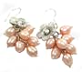 Beautiful Genuine Freshwater Peach Pearl and Flower Cluster Earrings on 925 Sterling Silver Hooks Comes Gift Boxed