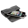 QuickFlipCase for iPhone 4 and NEW iPhone 4S (AT&T/Verizon Versions) Grantwood Technology's Premium Leather Horizontal Flip Case (Black)